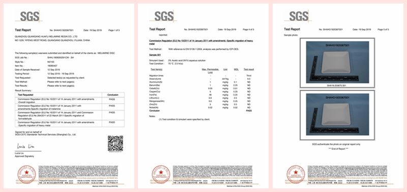 El certificado SGS de polvo de melamina Huafu