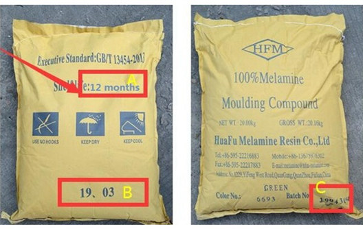 Descripción de las fechas en el paquete de polvo de melamina Huafu
