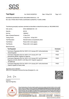 Huafu Chemicals: Certificado SGS en 2019