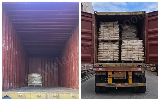 Envío de polvo de moldeo de melamina de grado alimenticio de la marca Huafu a un fabricante de vajillas en el extranjero